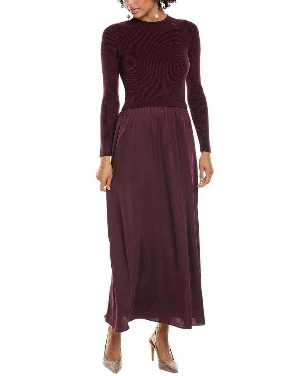Taylor Satin Skirt Sweater Dress Purple